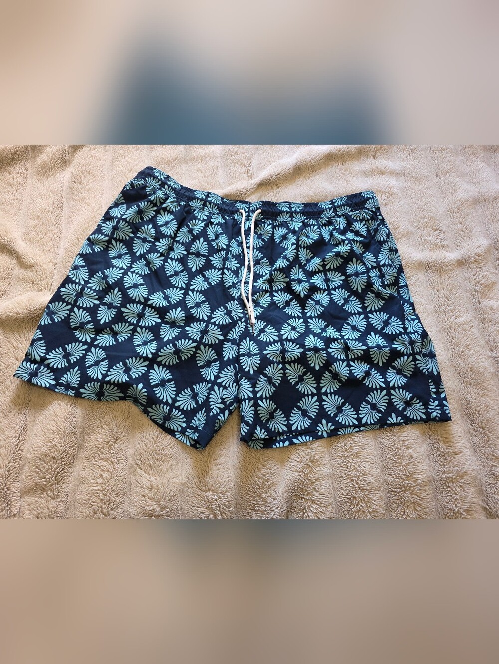 Goodfellow & Co Navy Swim Trunks with Aqua Floral Print